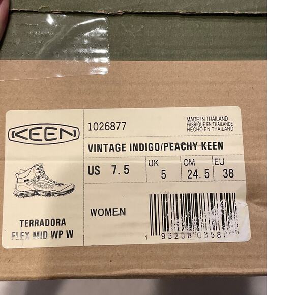 KEEN Terradora Flex Mid Height Waterproof Hiking Boots 7.5 Vintage Indigo/Peach - Picture 12 of 12